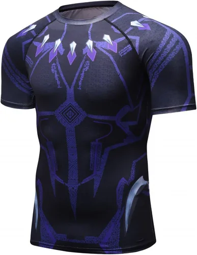 Vista 2 de Red Plume Camiseta de compresión para hombre, manga corta, con estampado de secado fresco, para correr, deportes