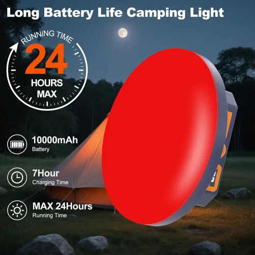 Vista 4 de 10000mAh Rechargeable Camping Light Insect Not Attract 4000LM Work Light White/Red/Pink/SOS Brightness Stepless Dimming, IP45 Waterproof Tent Light