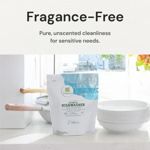 Vista 6 de Líquido lavavajillas automático Grab Green, 71100, Libre de fragancia, Verde, 1, 1 Fragrance free; Plant & mineral based; Enzyme-powered; Velcro