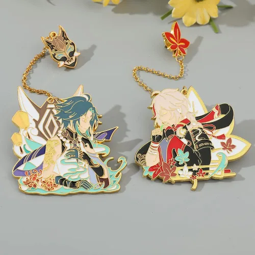 Vista 4 de Juego Genshin Impact Personajes Pines, Anime Periféricos Pines para Mochila Esmalte Juego de Bolsas, Insignias, Accesorios de Joyería Regalos
