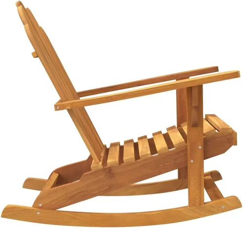 Vista 5 de Garden Adirondack Rocking Chair, Natural Teak Solid Wood, 39.4" Long Outdoor Patio Chair, Weather-Resistant Porch Seating for Relaxing Outdoor