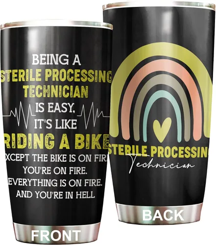 Vista 5 de Vaso estéril para técnico de procesamiento de acero inoxidable de 20 onzas, divertidos regalos tecnológicos estériles a granel para cumpleaños
