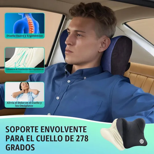 Vista 8 de Almohada para el Cuello del Asiento de Coche para Conducir, Almohada de Reposacabezas de Espuma Viscoelástica Suave con Correa Ajustable y Funda
