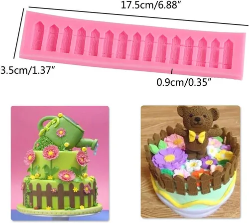 Vista 5 de Juego de 2 moldes de silicona para fondant de hierba verde y jardín, molde de pasta de goma de chocolate, herramienta de decoración de bordes