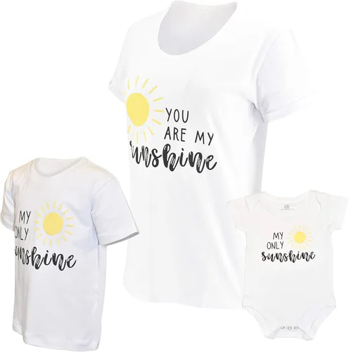 Vista 2 de Unique Baby Mommy and Me Camisas You are My Sunshine, Blanco