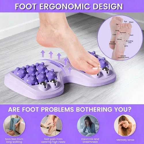 Vista 5 de Rodillo masajeador de pies para alivio de la fascitis plantar, terapia de acupresión de doble pie para aliviar el dolor, aliviar el estrés y mejorar