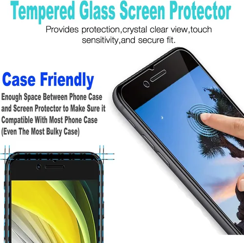 Vista 6 de STARSHOP - Funda para iPhone 8, iPhone 7, con protector de pantalla de vidrio templado incluido, cartera de piel sintética, a prueba de golpes