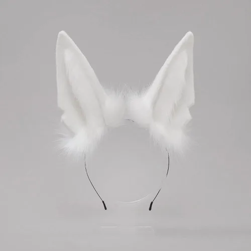 Vista 2 de Diadema de orejas de lobo peludas, diadema de animales para cosplay, orejas de zorro, aro de pelo para fiesta de Halloween para adultos y niños