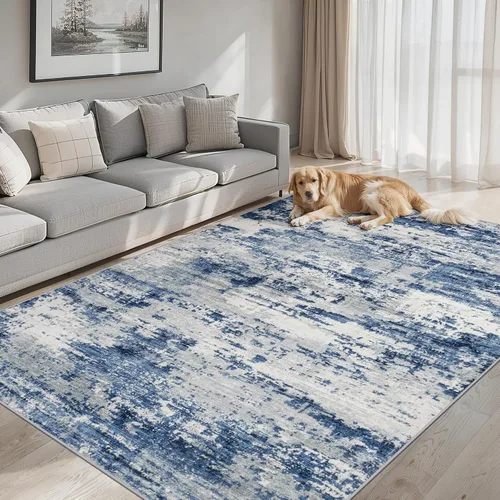 Vista 24 de Area Rugs - Alfombra para sala de estar, 4 x 6, lavable, moderna, abstracta, suave, neutra, antideslizante, grande para interiores, resistente a
