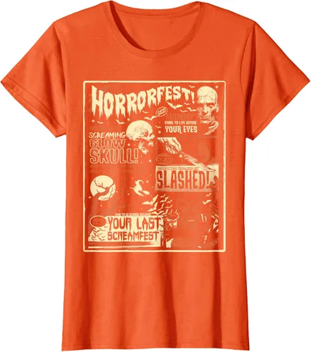 Vista 43 de Vintage Horrorfest Movie Poster Terror Old Time Halloween Camiseta S Negro