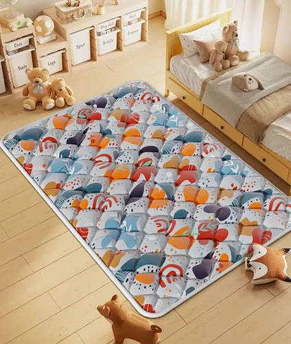 Vista 7 de Jaobeem Alfombrillas de juego para bebé, plegable, 74 x 50 pulgadas, color gris, acolchado grueso para bebés y niños pequeños, antideslizante