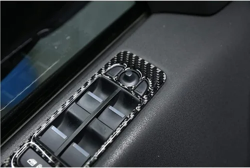 Vista 5 de YIWANG Interruptor de elevación de ventana de coche de fibra de carbono real, marco de botón, 4 unids para Land Rover Discovery Sport 2015-2019