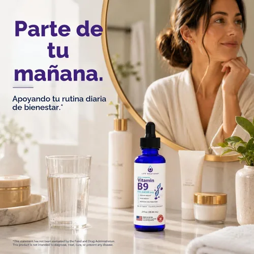 Vista 5 de Life Solutions Gotas líquidas de vitamina B9, ácido fólico 400 mcg, 2 onzas