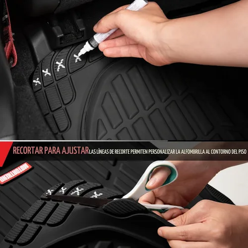 Vista 6 de Motor Trend Premium FlexTough Alfombrillas de piso traseras de goma Deep Dish, Alfombrillas de piso de ajuste universal para todo tipo de clima