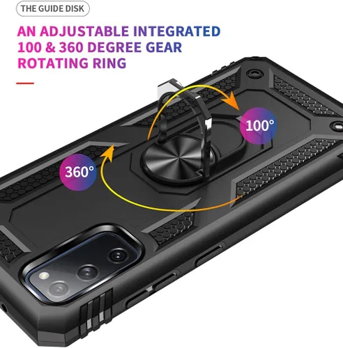Vista 5 de Funda de grado militar para Samsung Galaxy S20 FE Funda Galaxy S20 FE 5G Funda 360 metal giratorio anillo soporte soporte Armadura resistente a