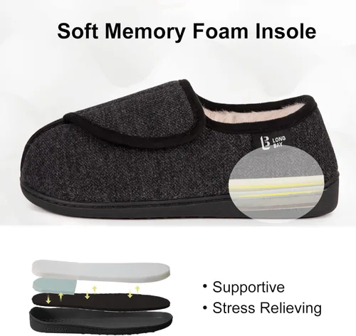 Vista 5 de LongBay Women's Furry Memory Foam Diabetic Slippers Comfy Cozy Arthritis Edema House Shoes