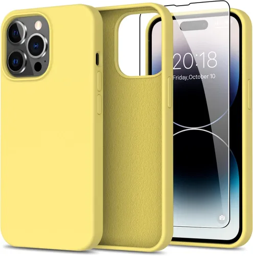Vista 22 de bemal Funda para iPhone 14 Pro con protector de pantalla, silicona líquida de ajuste delgado, forro de microfibra suave, diseñada para mujeres