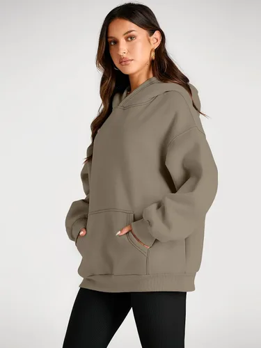 Vista 75 de Trendy Queen - Sudaderas extragrandes con capucha para mujer, suéteres de manga larga, sin botones, de vellón, de otoño, ropa de invierno