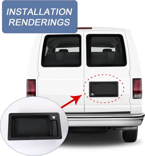 Vista 4 de JDMSPEED Nueva manija de puerta de carga trasera y placa de matrícula de repuesto para Ford Van E150 E250 E350