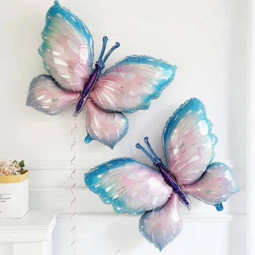 Vista 3 de 11 globos de mariposa enormes de 40 pulgadas, globos de Mylar de aluminio de número morado para decoración de fiesta de primer cumpleaños