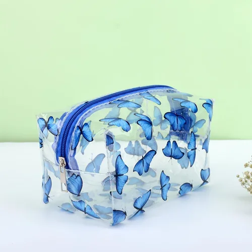 Vista 4 de Pequeña bolsa de cosméticos, bolsa de maquillaje transparente para la escuela, bonita bolsa de viaje para mujer, estuche organizador de maquillaje