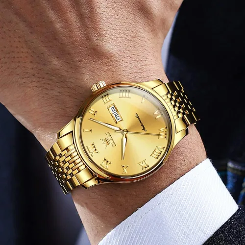 Vista 3 de OLEVS Relojes automáticos para hombre, de lujo, de cuerda automática, reloj de pulsera mecánico, de acero inoxidable, impermeable, luminoso, fecha