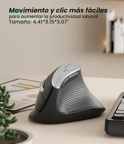 Vista 7 de Nulea M510 - Mouse vertical inalámbrico, ergonómico para un seguimiento cómodo, 3 DPI ajustables (800-1200-1600), mouse vertical inalámbrico de 2.4G