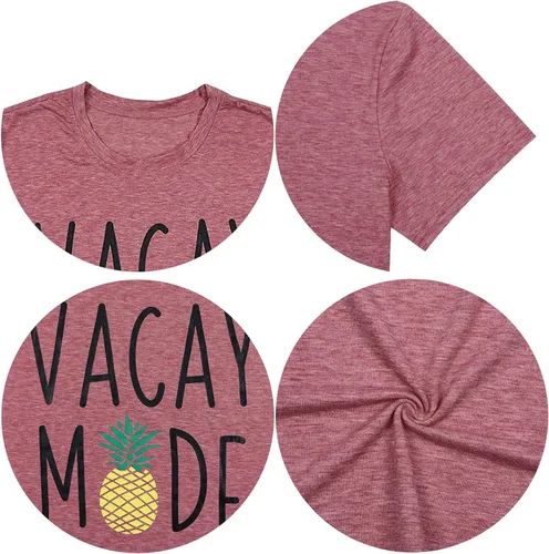 Vista 4 de Vacay Mode - Camiseta de manga corta con estampado de piña para mujer