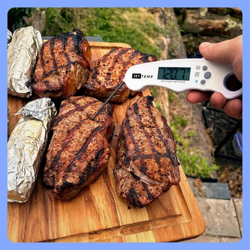 Vista 7 de F1 - Termómetro esencial para carne, profesional, preciso, súper rápido, herramienta de cocción definitiva para hornear, asar a la parrilla, ahumar