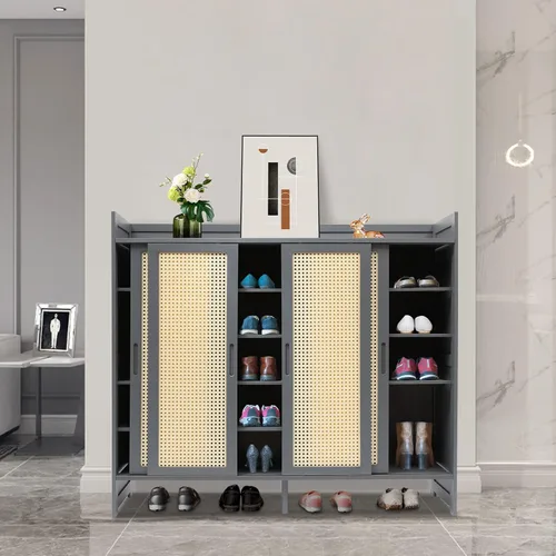 Vista 7 de LYNICESHOP Zapatero de entrada, zapatero de 6 niveles, organizador de zapatos con puertas, estante de torre independiente para armario, dormitorio