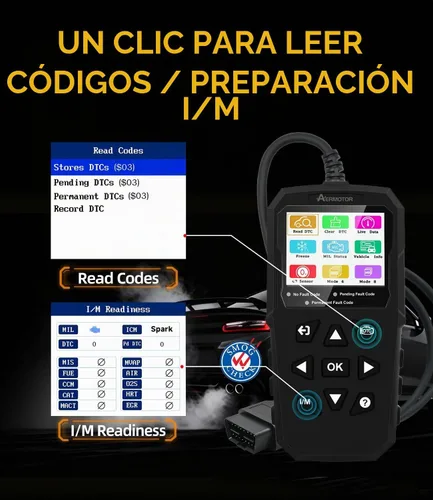 Vista 6 de Escáner OBD2, V880 - Lector de código de luz de motor para automóviles y camiones con reinicio, datos en vivo, prueba de humo I/M, escáner de Negro