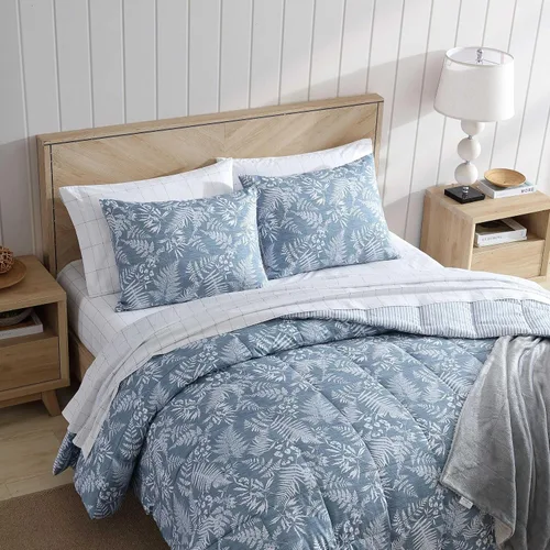 Vista 4 de Eddie Bauer - Juego de edredón individual, ropa de cama reversible suave con funda a juego, juego de ropa de cama lujosa inspirada en flores Helecho