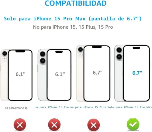 Vista 2 de ONETOP - Funda compatible con iPhone 15 Pro Max con soporte para tarjetas, funda de piel sintética con ranuras para tarjetas, doble cierre magnético
