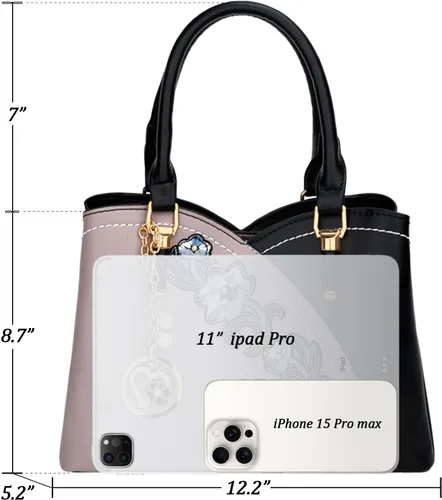 Vista 5 de KKXIU Monederos y bolsos de mano con triple compartimento para mujer, bolso de mano con asa superior