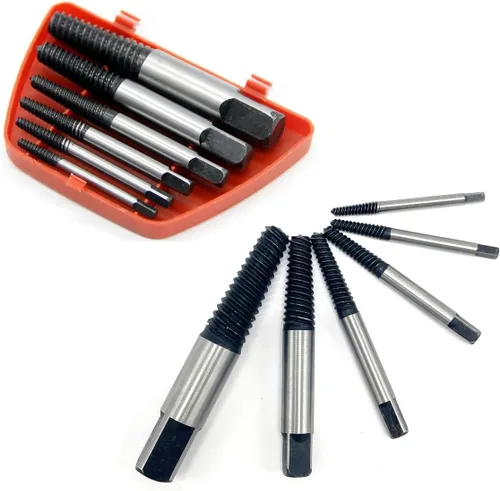 Vista 6 de Kit de extractor de tornillos dañados de 6 piezas, extractor de tornillo pelado de acero al cromo-vanadio, kit de extractores de pernos rotos