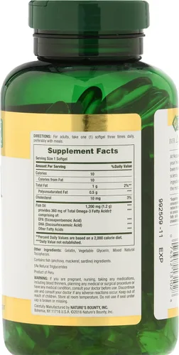 Vista 3 de Nature's Bounty aceite de pescado omega 3 sin olor, 0.04 oz (1200 mg), 16878, 1, 1