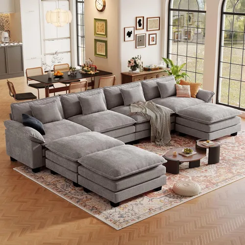 Vista 32 de CDCASA Silla de acento de gran tamaño de 50'' con otomana Asiento extra ancho y profundo estilo sofá nube para sala de estar, dormitorio, rincón