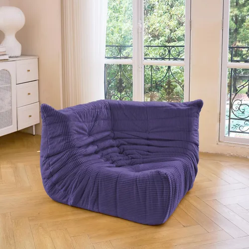 Vista 10 de N&V Fireside - Silla esquinera sin brazos, sofá de piso de pana suave de alta calidad, sofá de espuma para sala de estar, dormitorio y oficina Beige