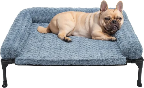 Vista 9 de Veehoo Cama elevada ortopédica para perro con cojín extraíble de felpa de rosa, 41 x 27 pulgadas, cama lavable para perro, cuna elevada