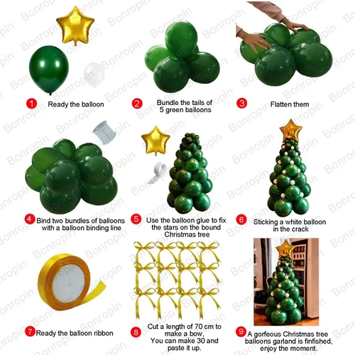 Vista 6 de Kit de arco de guirnalda de globos de Navidad, 96 globos de árbol para decoraciones de fiestas