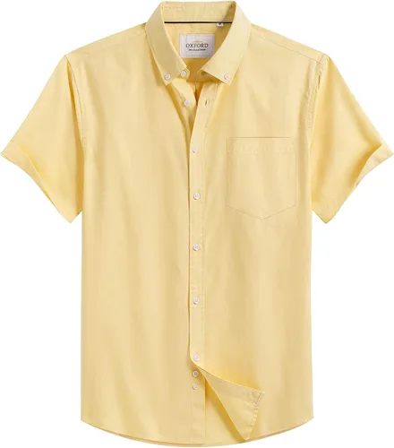 Vista 16 de Alimens & Gentle - Camisa de manga corta Oxford para hombre con ajuste regular, cuello abotonado y bolsillo