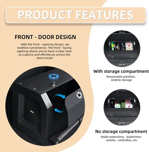 Vista 6 de Organizador de maletero de automóvil, organizador de almacenamiento resistente con tapa y asa de empuje, organizador plegable de cuero para SUV