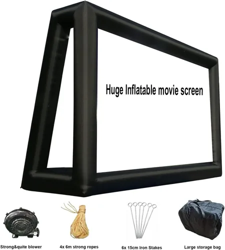 Vista 6 de Fitnessandfun Pantalla de cine inflable de 25 pies para exteriores, soplador de cine al aire libre, pantalla de proyección portátil frontal