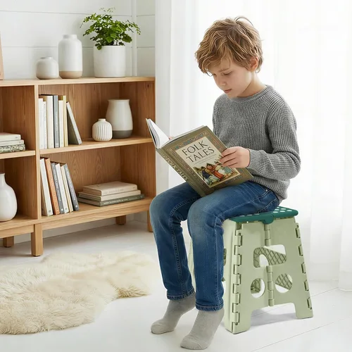 Vista 3 de ACKO Taburete plegable de 13 pulgadas, soporta 300 libras para adultos y Bicolor Verde