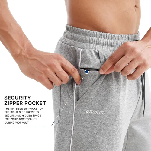 Vista 2 de BROKIG Pantalones deportivos de entrenamiento para hombre con doble bolsillos, parte inferior abierta, holgados, casuales, para descansar