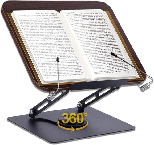 Vista 12 de ASIEIT Soporte para libros con abrazadera de escritorio, soporte de aluminio para libros de altura y ángulo ajustables, soporte para libros de Negro