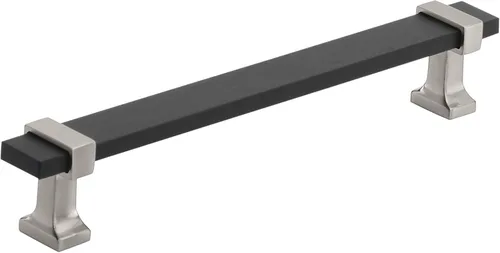 Vista 26 de Amerock Overton - Tirador para gabinete de 96 mm de centro a centro en acabado negro mate cepillado/bronce champán, BP36681BMBCZ