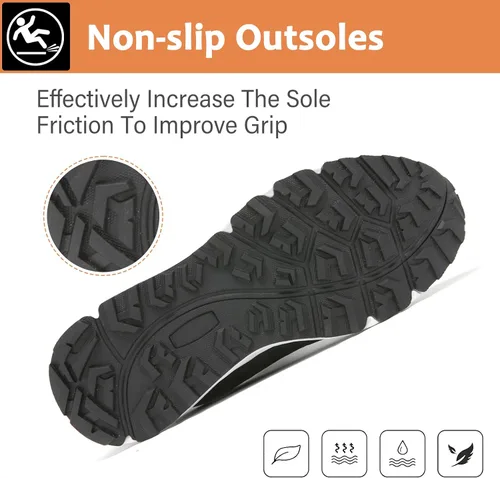 Vista 4 de Zapatos de punta de acero para hombres y mujeres, zapatos de trabajo de seguridad antideslizantes a prueba de pinchazos, cómodos tenis
