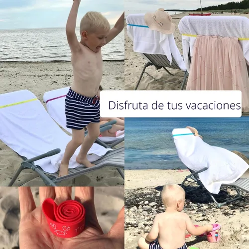 Vista 6 de Bandas de toallas (paquete de 6), para sillas de playa, piscina y crucero, extra duraderas, sin engancho, esenciales para cruceros y playa, gran