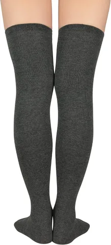 Vista 3 de American Trends Calcetines altos hasta el muslo para mujer, calcetines a rayas, medias de tubo, accesorios de cosplay, calentadores de piernas lindos